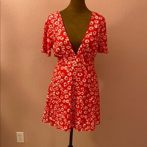 LULUS Floral Red And White Dress.